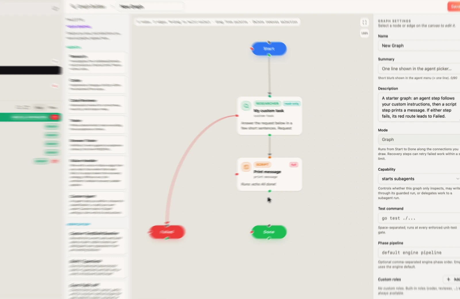 Graph Builder walkthrough connecting steps and inspecting their configuration.
