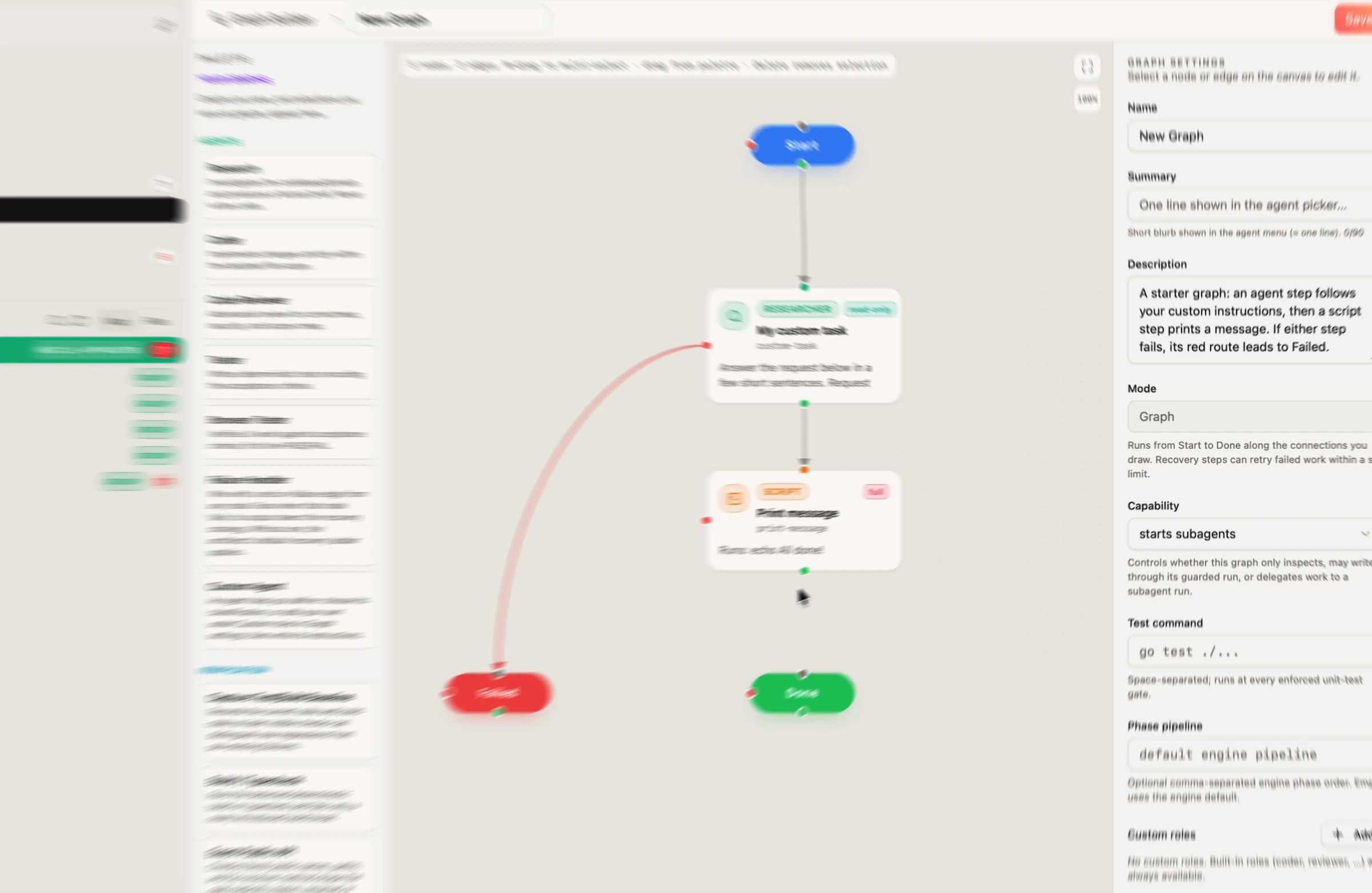 Graph Builder walkthrough connecting steps and inspecting their configuration.